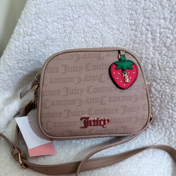Juicy Couture Tan “Freshly Picked” Crossbody Bag/Camera Bag with Monogram Print - Picture 1 of 6